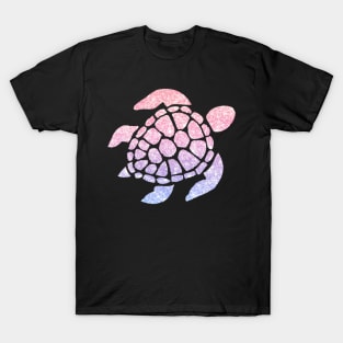 Pastel Pink Purple Ombre Faux Glitter Turtle T-Shirt